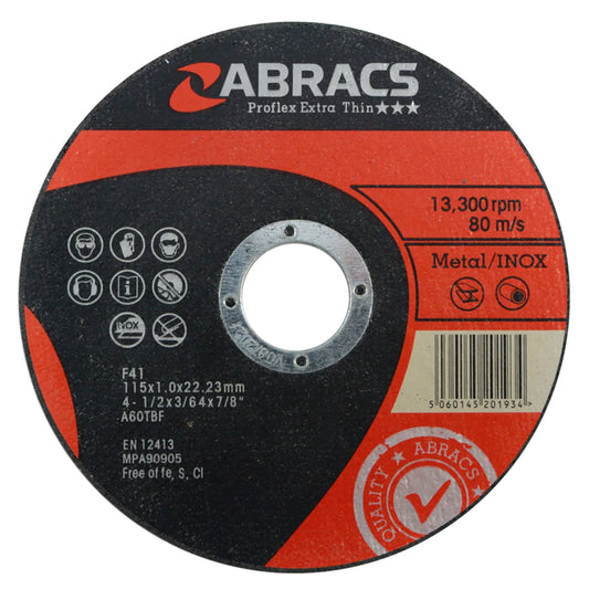 Abracs Metal Slitting Discs 115mm x 1mm - 10 Pack
