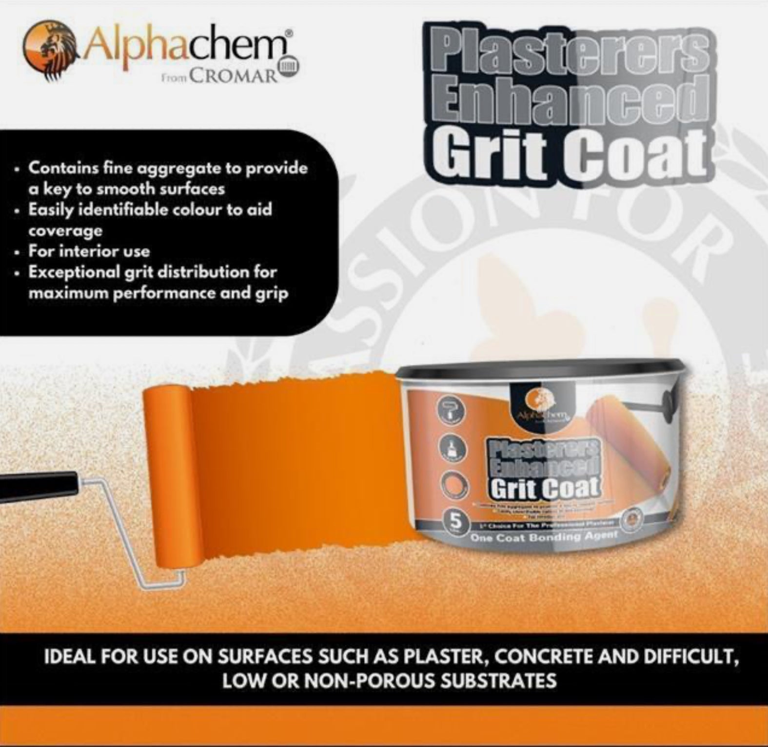 ALPHACHEM PLASTERERS ENHANCED ORANGE GRIT COAT - 10 LITRE - Transtools Online