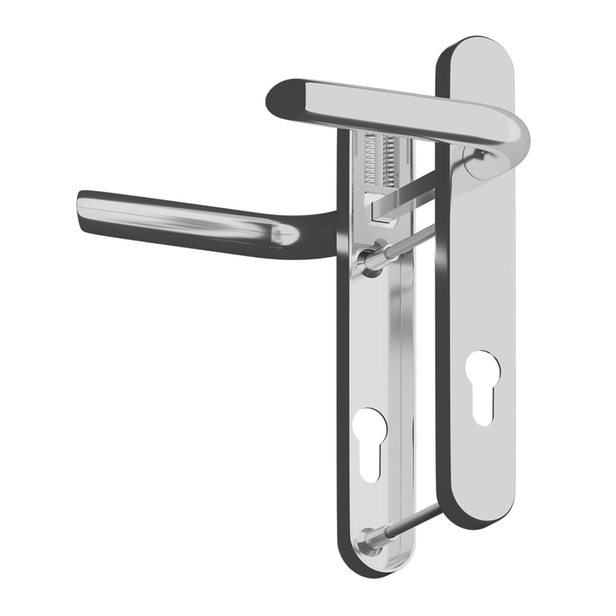 Asec UPVC Door Handle 122mm Fixings Polished Chrome.