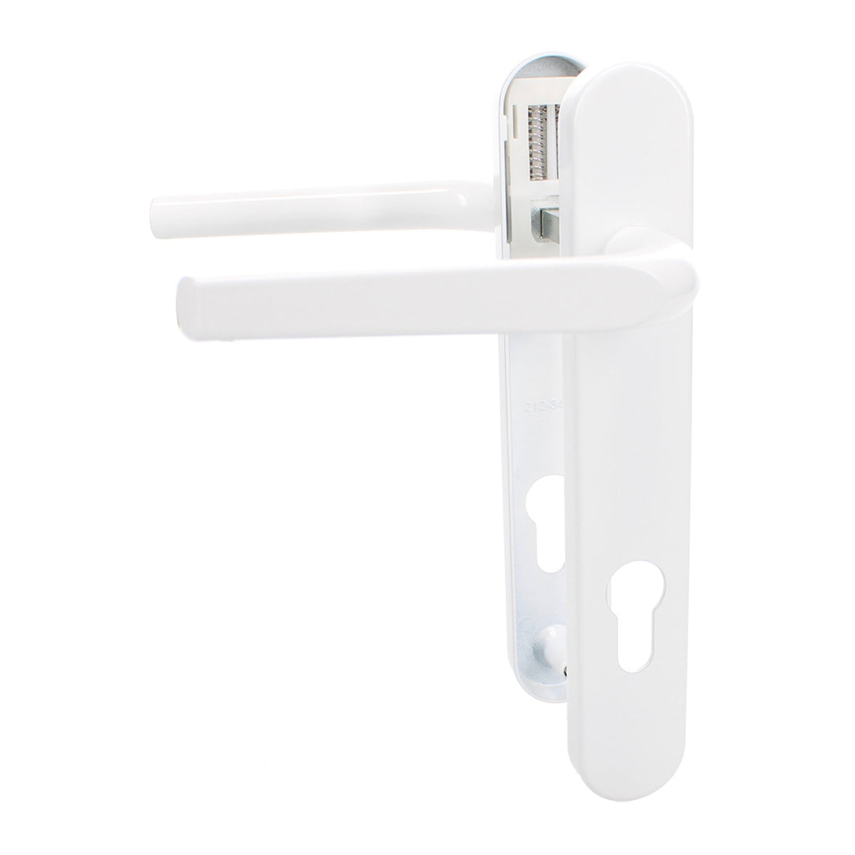 Asec UPVC Door Handle 122mm Fixings Polished White.