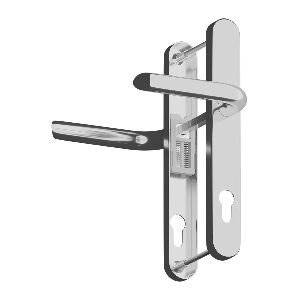 Asec UPVC Door Handle 210mm Fixings Polished Chrome.