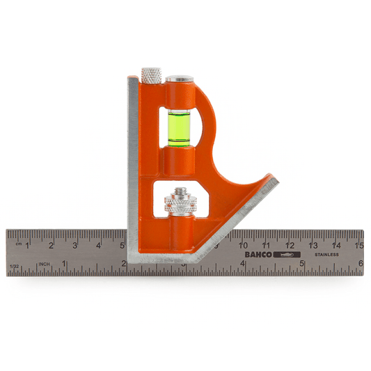 Bahco Combination Set Square 150mm - 6in Woodworking Measuring and Marking 90 and 45 degree