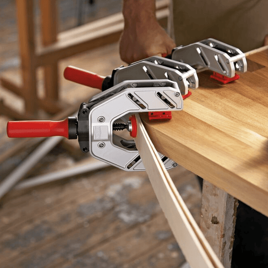 Bessey One Handed Edge Clamp 10-55mm - EKT55 Being Used to Clamp a Corner Edge
