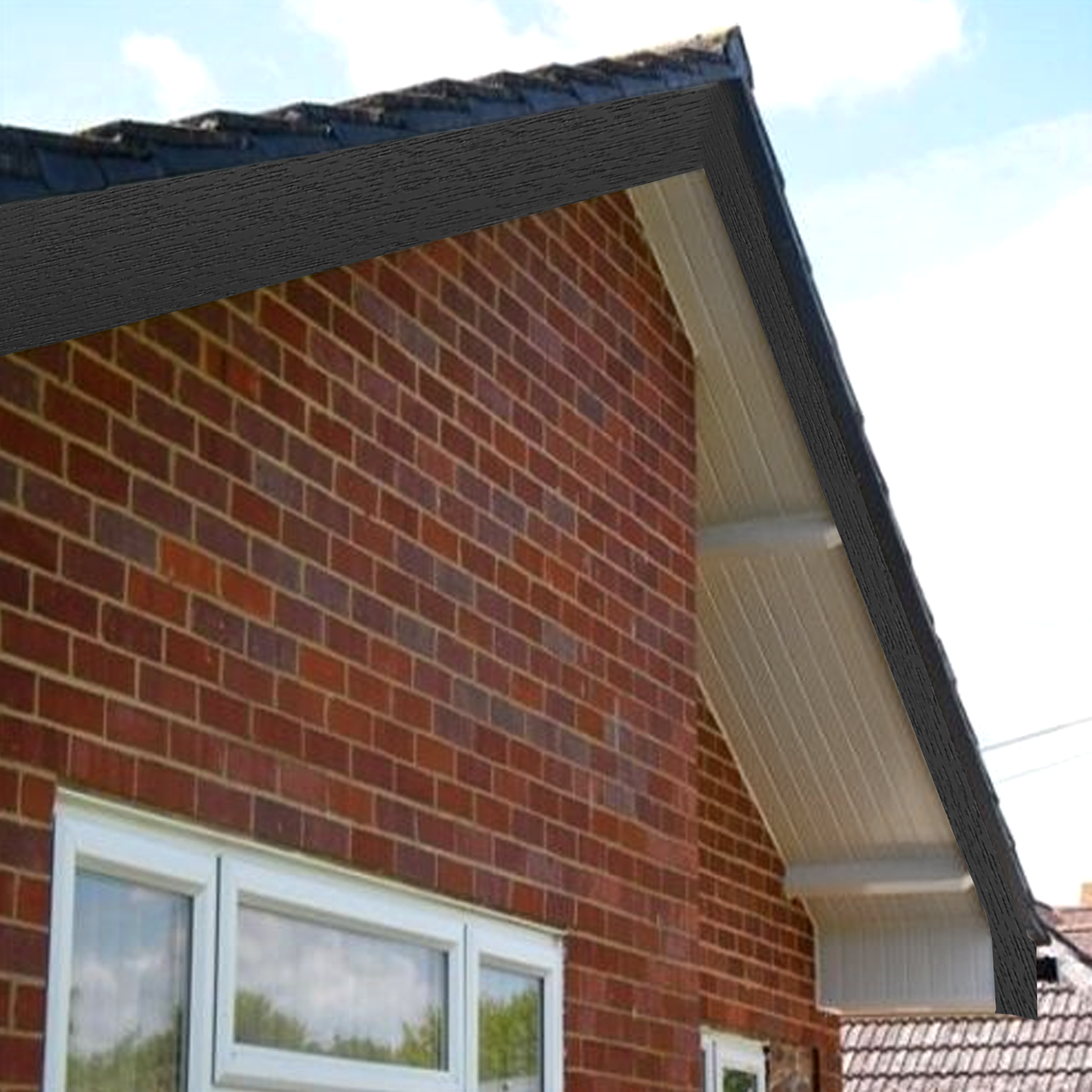 Black Ash UPVC Capping Over Fascia Board Fitted on a Property