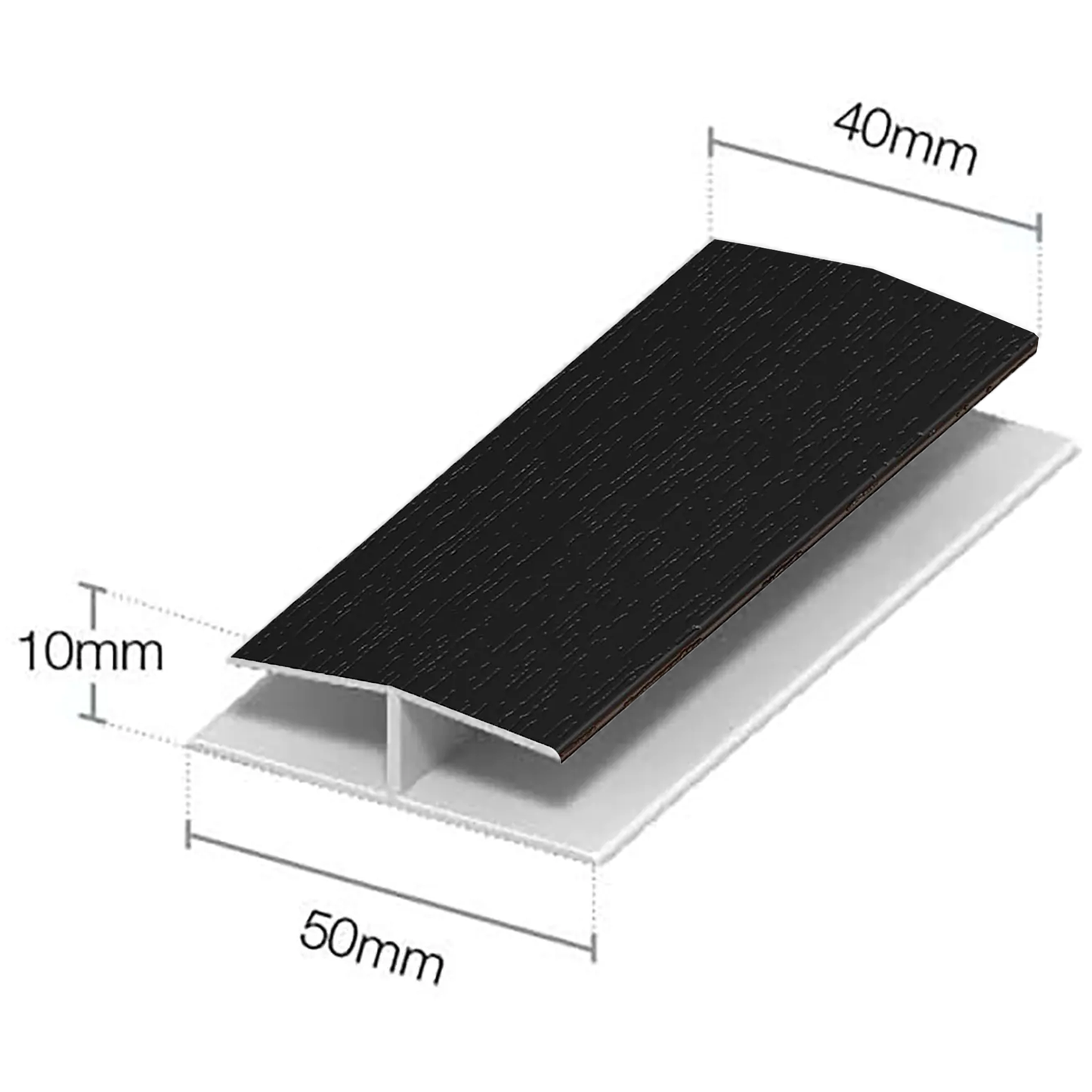 Black Ash Woodgrain UPVC Soffit and Utility Board H Joint Trim 5 Metre