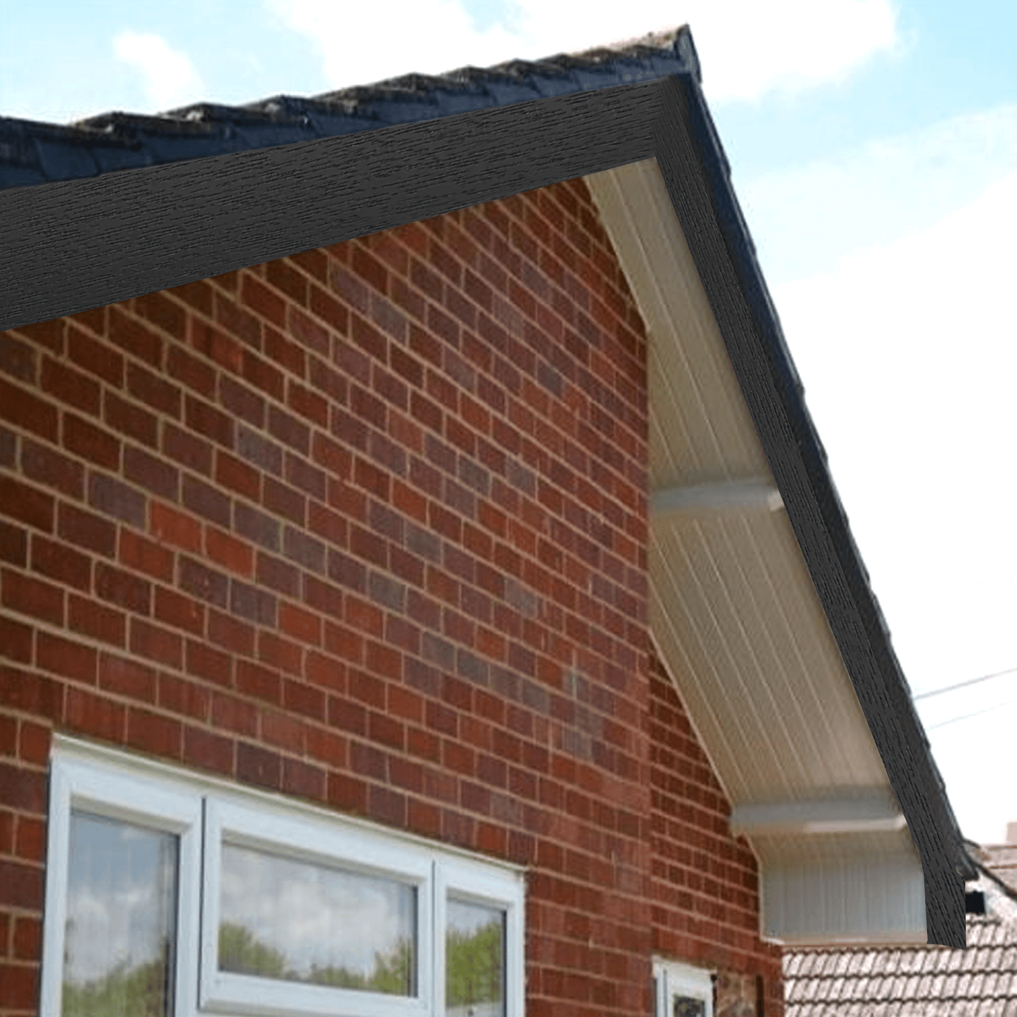 Black Ash UPVC Capping Over Fascia Board Fitted on a Property