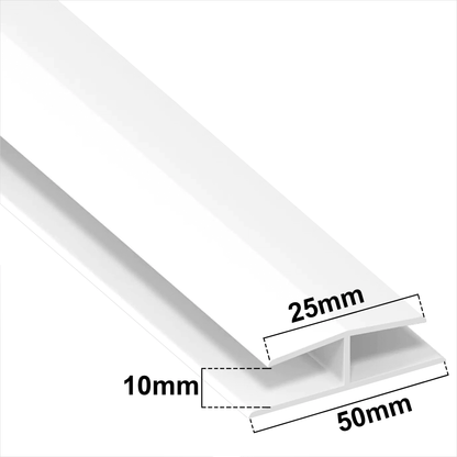 White UPVC Soffit and Utility Board H Joining Trim 5 Metre Size