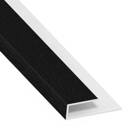 Black Ash Woodgrain UPVC Soffit and Utility Board Starter Trim U Channel 5 Metre