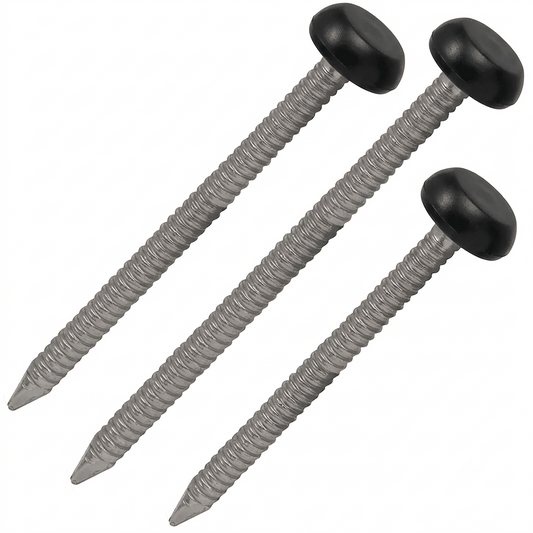 Black UPVC Polytop Stainless Steel Fascia Nails - 100 Pack 40mm 50mm and 65mm