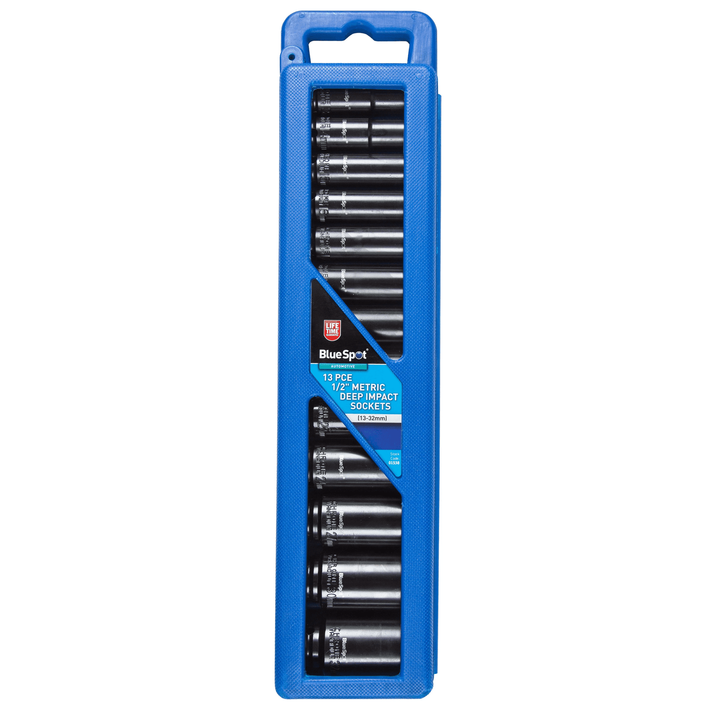 Blue Spot 1/2in Metric Deep Impact Socket 13-32mm 13 Piece Set in Carry Case