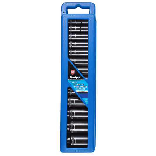 Blue Spot 1/2in Metric Deep Impact Socket 13-32mm 13 Piece Set in Carry Case