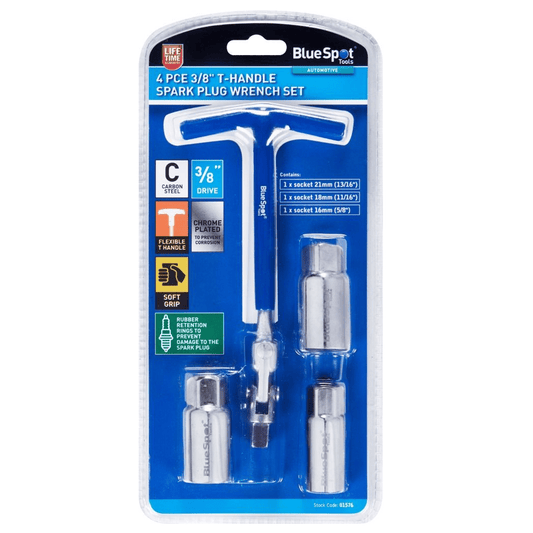 Blue Spot 3/8in T-Handle Spark Plug Socket Wrench Set - 4 Piece