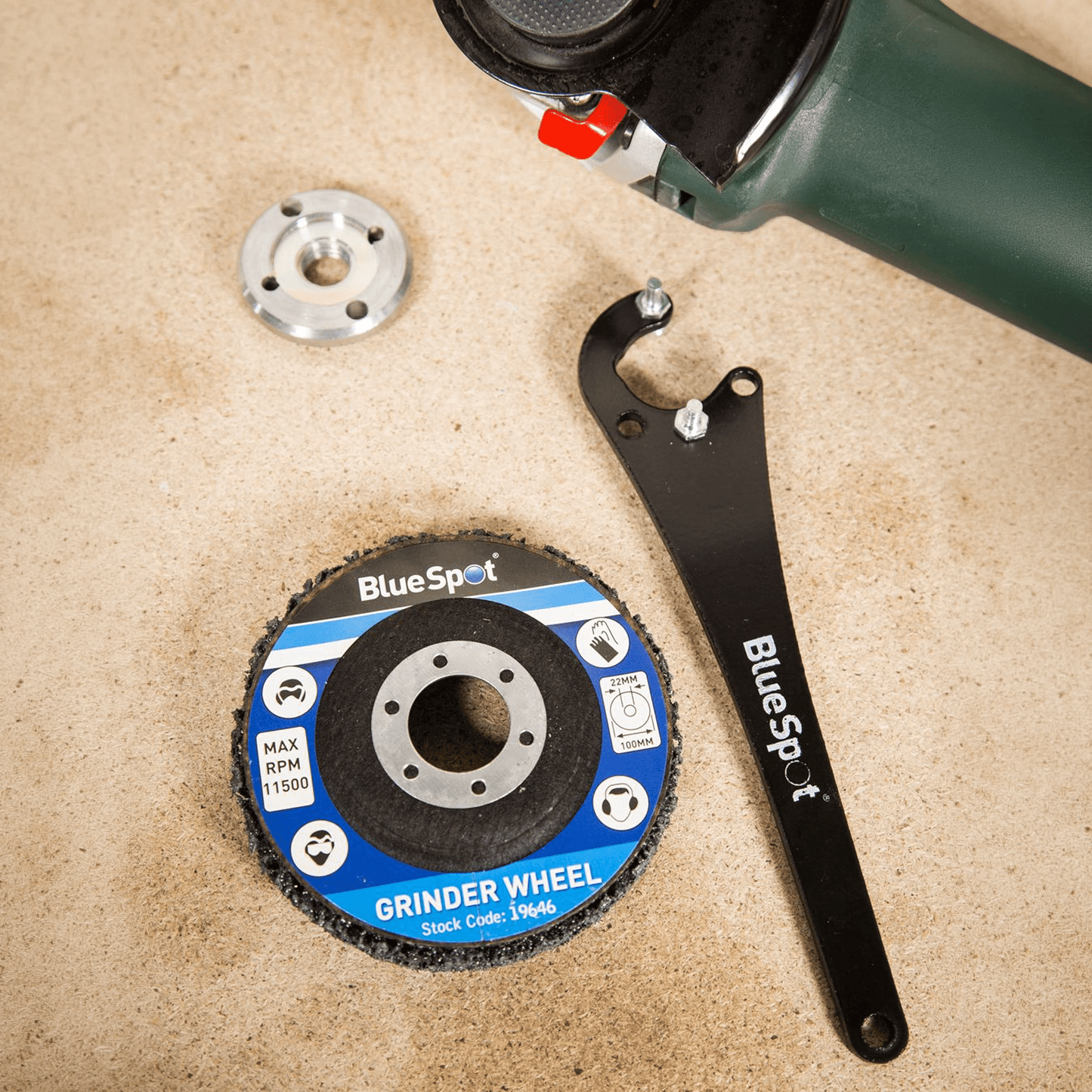 Blue Spot Adjustable Angle Grinder Pin Spanner Being Used