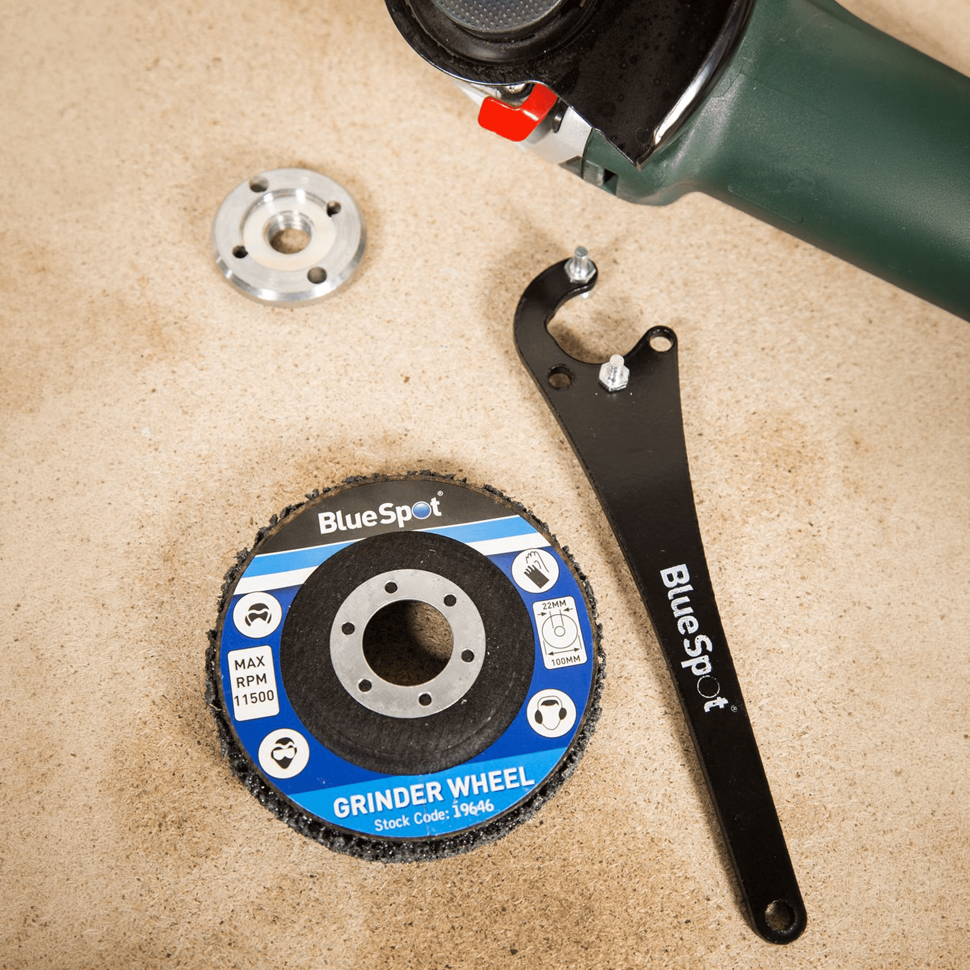 Blue Spot Adjustable Angle Grinder Pin Spanner Being Used