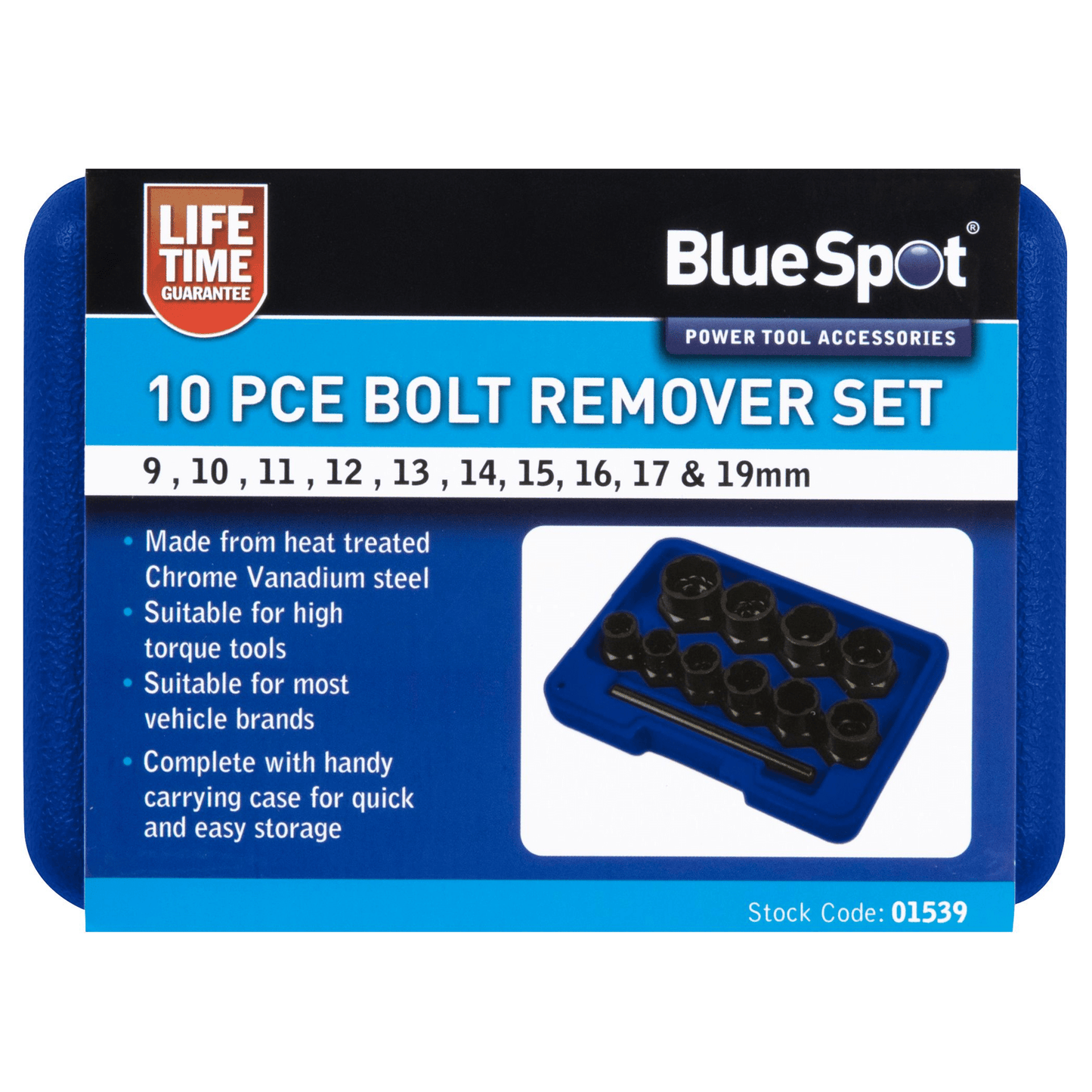 Blue Spot Bolt Removal Set - 10 Piece Boxed