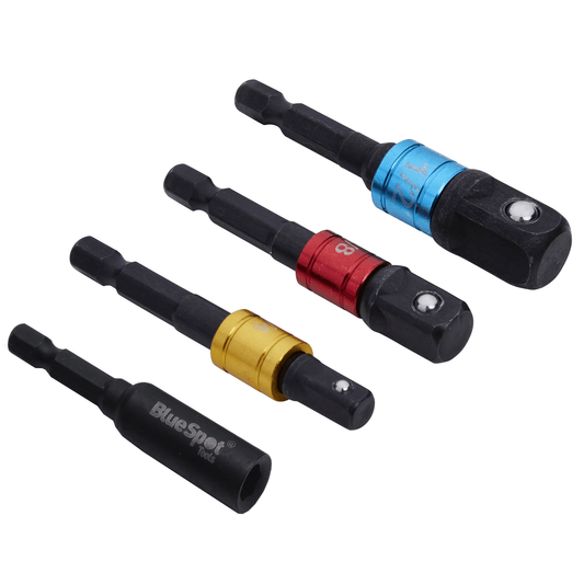 Blue Spot Colour Coded Impact Socket Adaptors and Bit Holders 4 Piece Set