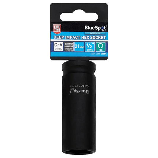 Blue Spot Deep Impact Hex Socket - 21mm - 1/2in Drive.