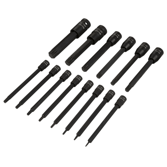 Blue Spot Extra Long Impact Torx Driver Bit Sockets - 15 Piece