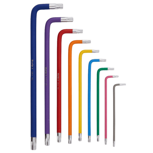 Blue Spot Extra Long Tamper Torx Key Set T10-T50 - 9 Piece Colour Coded