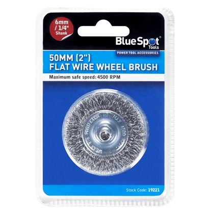 Blue Spot Flat Wire Wheel Brush - 50mm with 6mm Shank