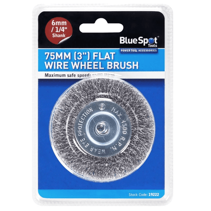 Blue Spot Flat Wire Wheel Brush - 75mm - 6mm Shank
