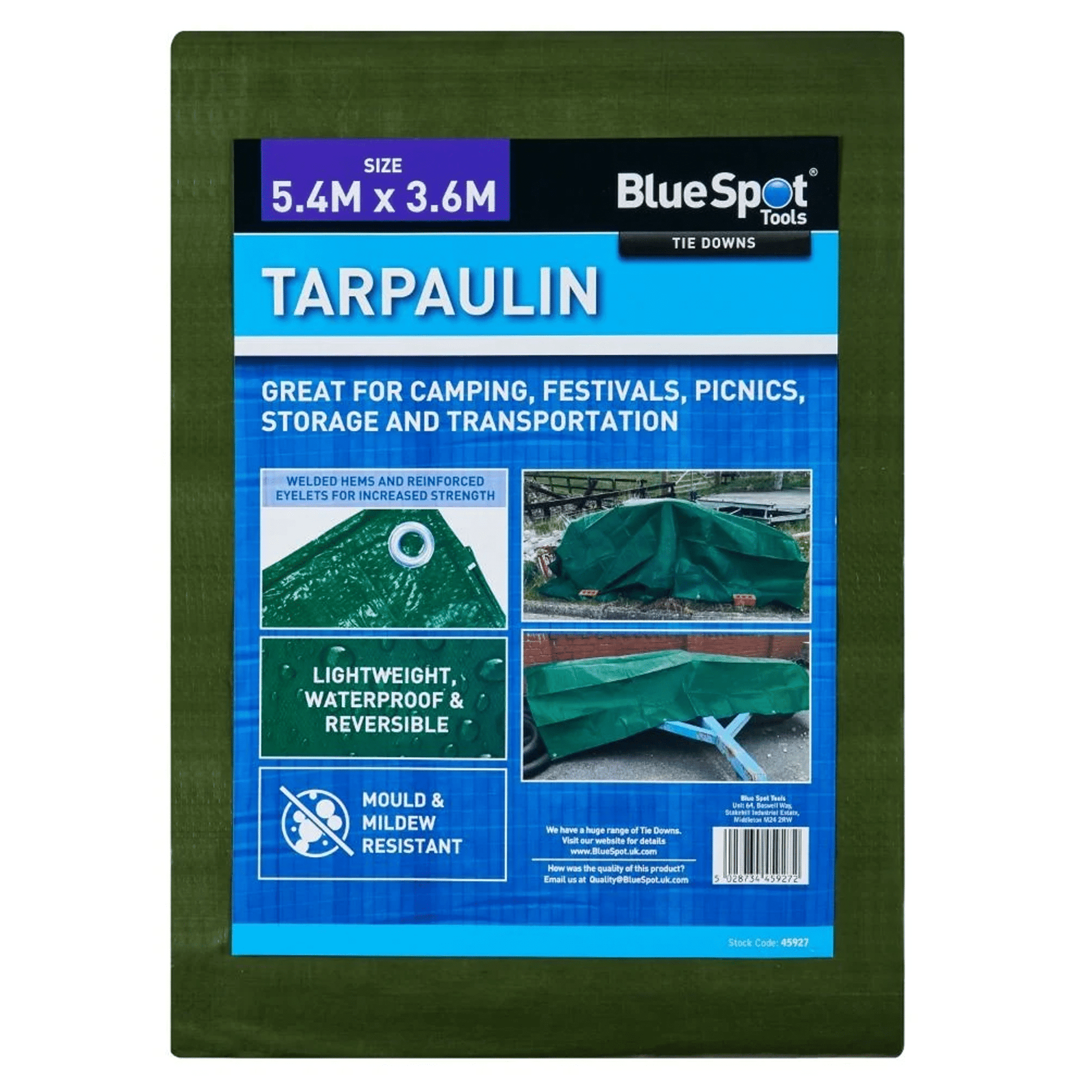 Blue Spot Green Tarpaulin 5.4m x 3.6m