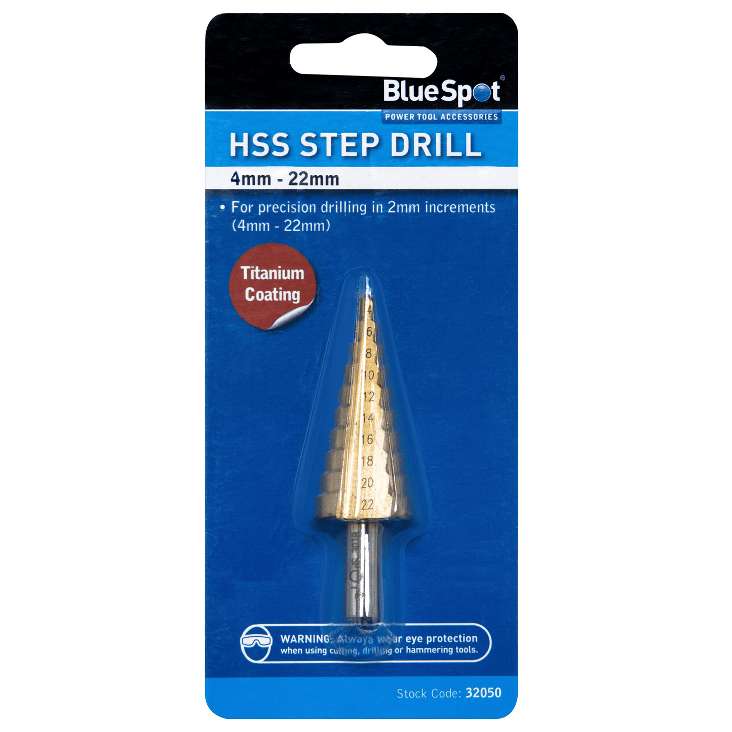 Blue Spot HSS Step Drill - 4mm x 22mm 2mm Step Increments