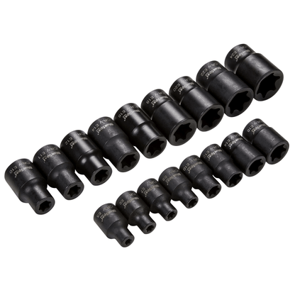 Blue Spot Impact E Torx Sockets 3/8in - 1/2in Drive - 17 Piece