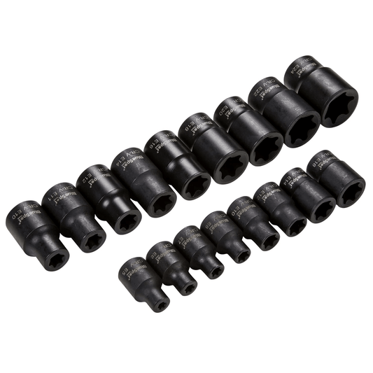Blue Spot Impact E Torx Sockets 3/8in - 1/2in Drive - 17 Piece
