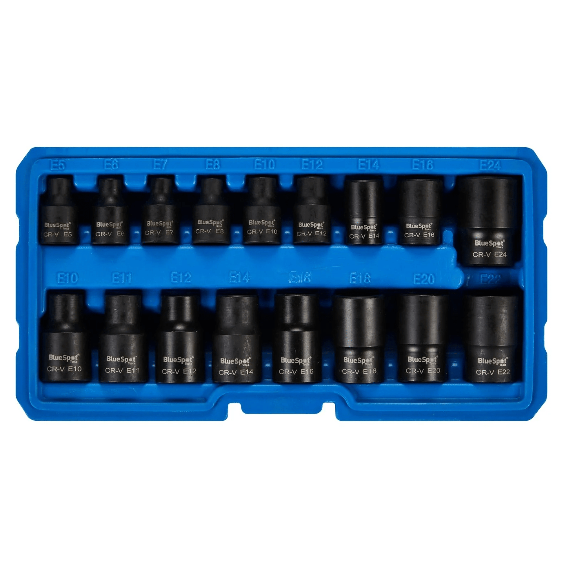 Blue Spot Impact E Torx Sockets 3/8in Drive and 1/2in Drive - 17 Piece 