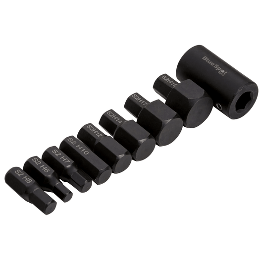 Blue Spot Impact Hex Bits 1/2in Drive 6-19mm - 9 Piece Set