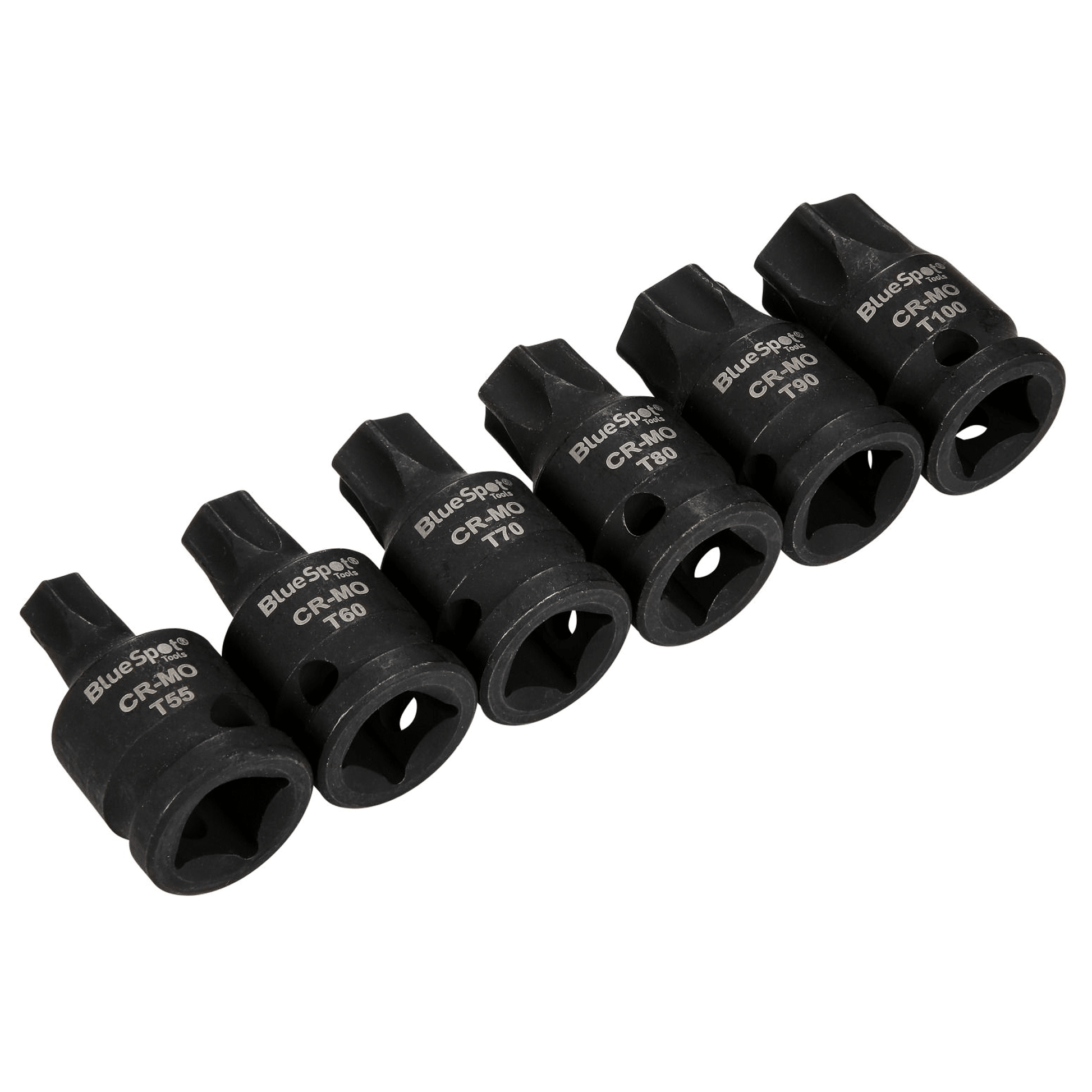 Blue Spot Impact Torx Bit Set 1/2in Drive T55 T60 T70 T80 T90 T100 - 6 Piece