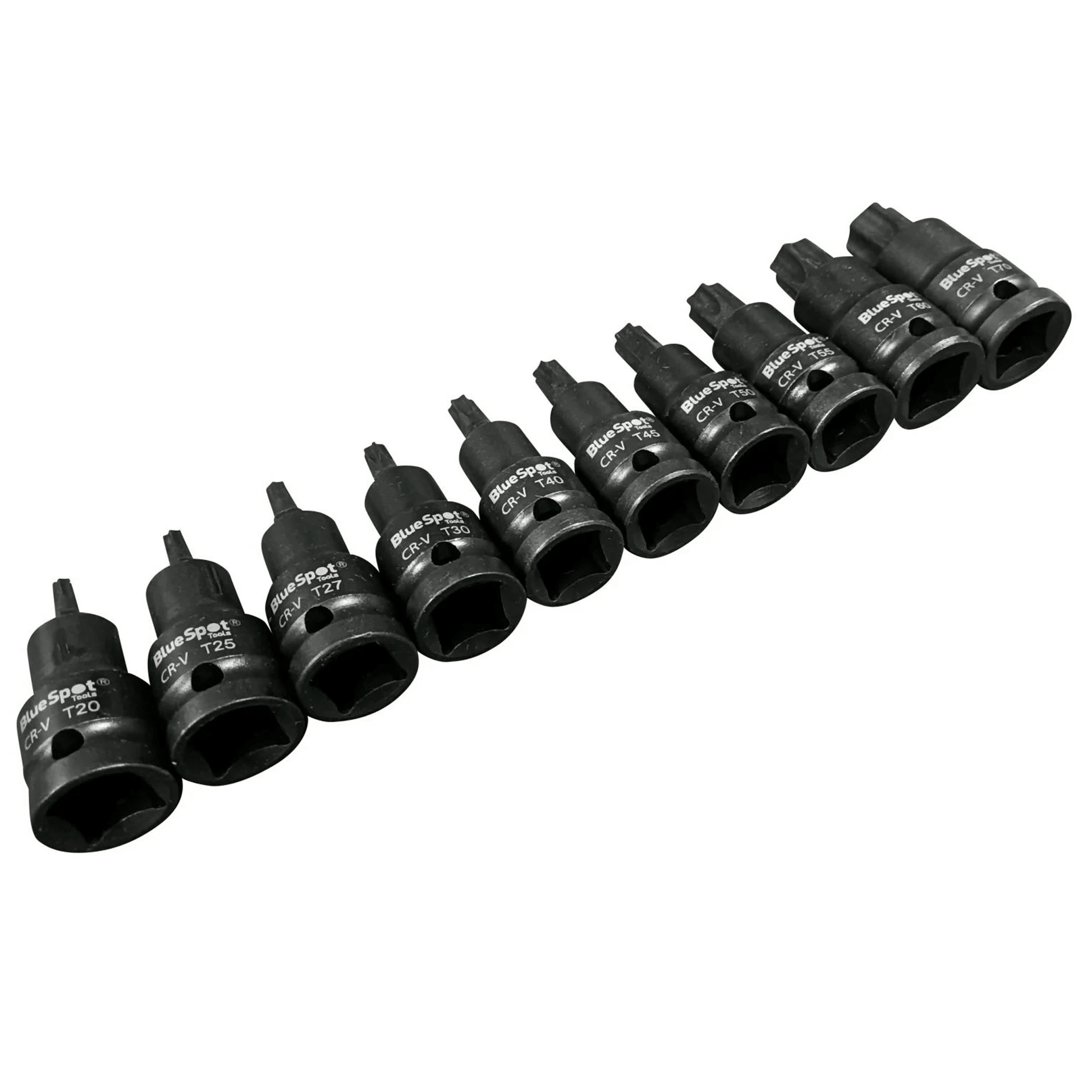 Blue Spot Impact Torx Bit Sockets Set 10 Piece 1/2in Drive - T20 T25 T30 T40 T50 T55 T60 T70