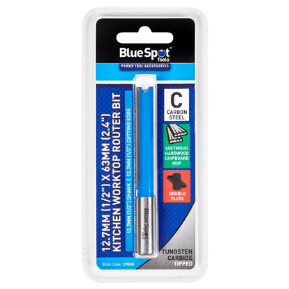Blue Spot Kitchen Worktop Router Bit - 12.7mm x 63mm TCT Double Fluted