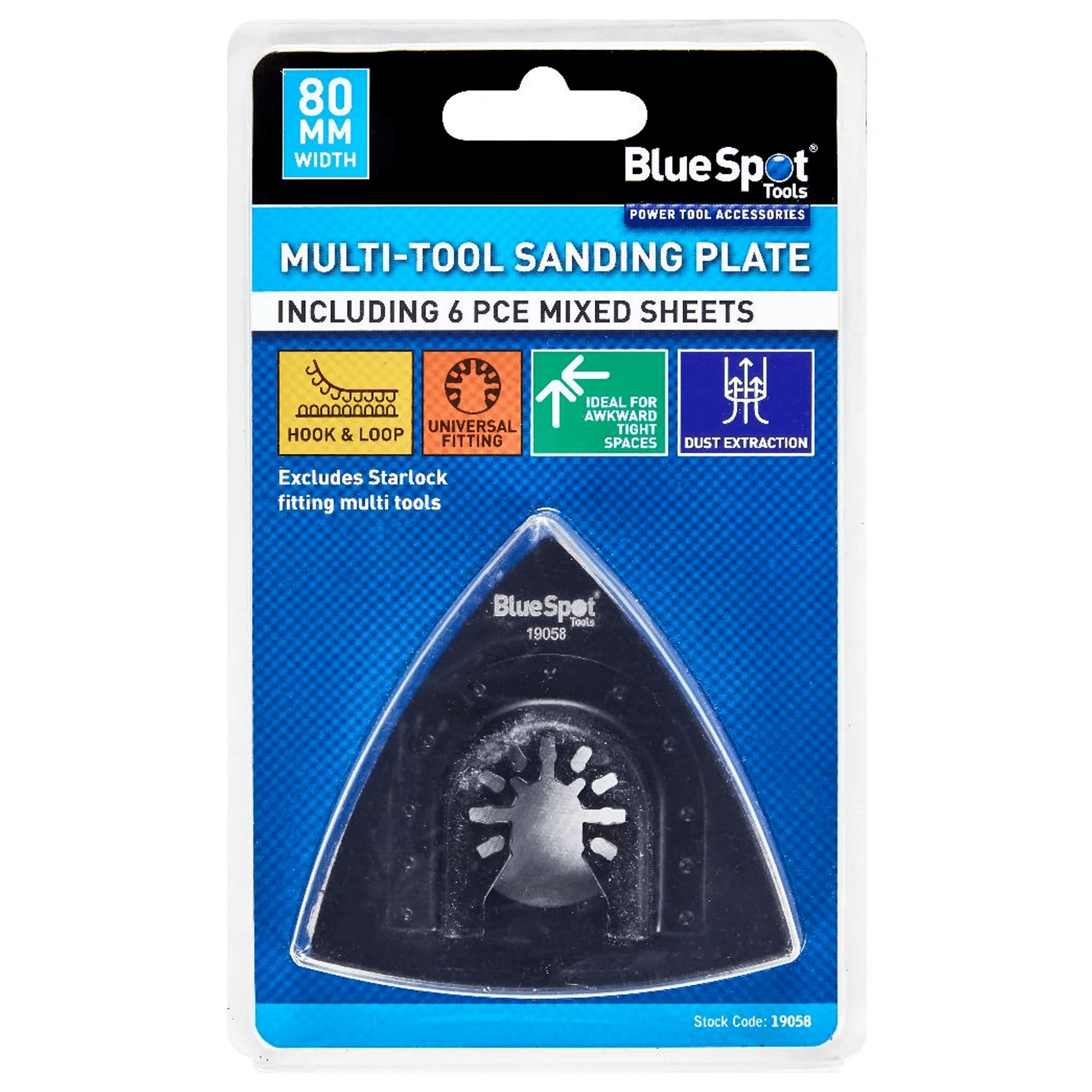 Blue Spot Multi-Tool Sanding Plate and 6 Assorted Sanding Sheets - Universal Fit