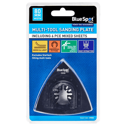 Blue Spot Multi-Tool Sanding Plate and 6 Assorted Sanding Sheets - Universal Fit