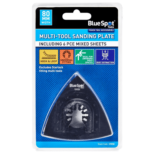 Blue Spot Multi-Tool Sanding Plate and 6 Assorted Sanding Sheets - Universal Fit