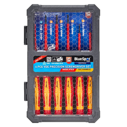 Blue Spot Precision VDE Phillips and Slotted Screwdriver Set - 6 Piece