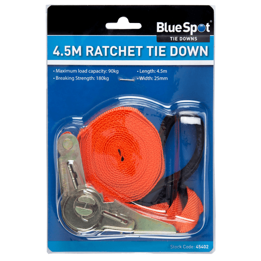 Blue Spot Ratchet Tie Down Cargo Strap 4.5m x 25mm