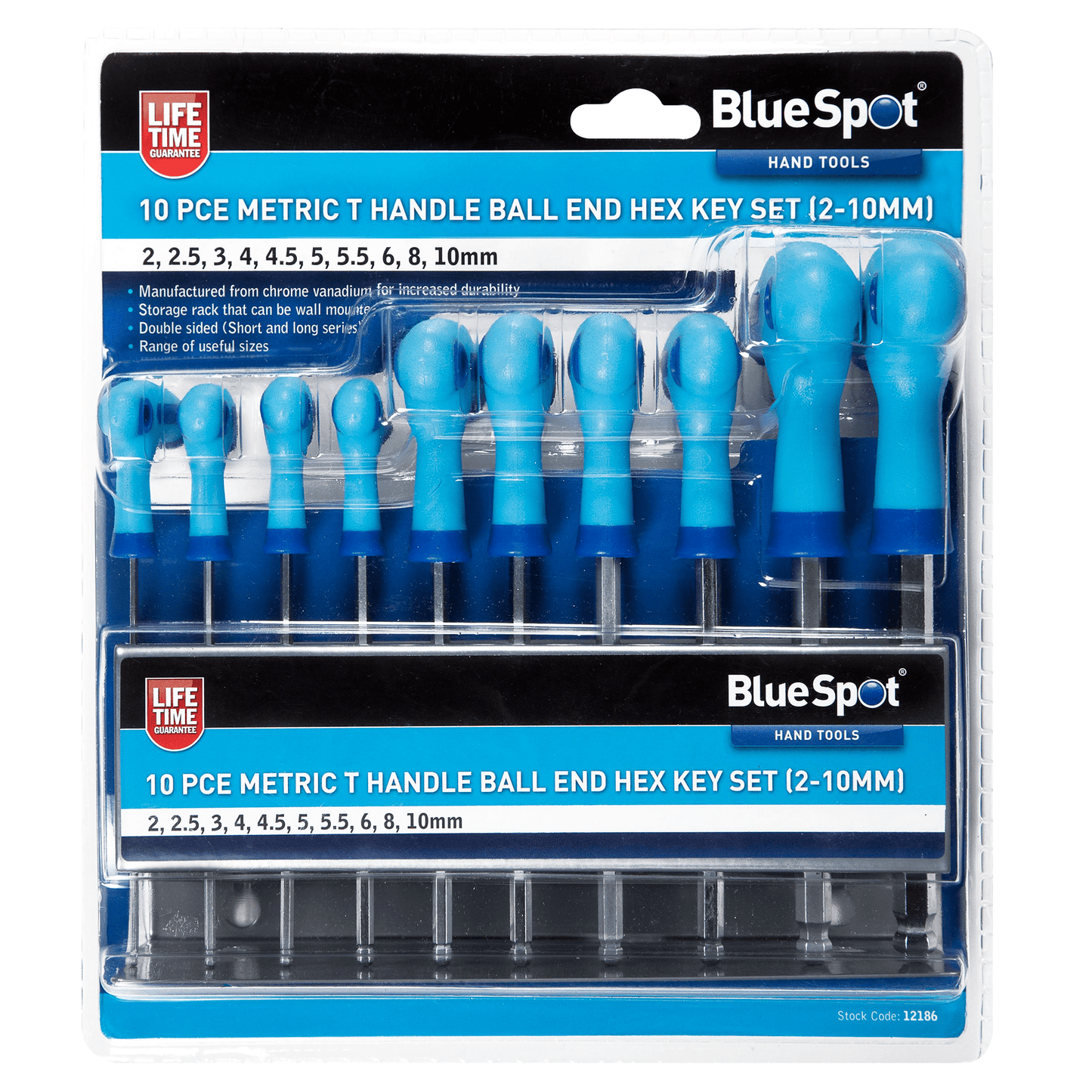 Blue Spot T Handle Ball End Hex Key Set - 10 Piece 2-10mm
