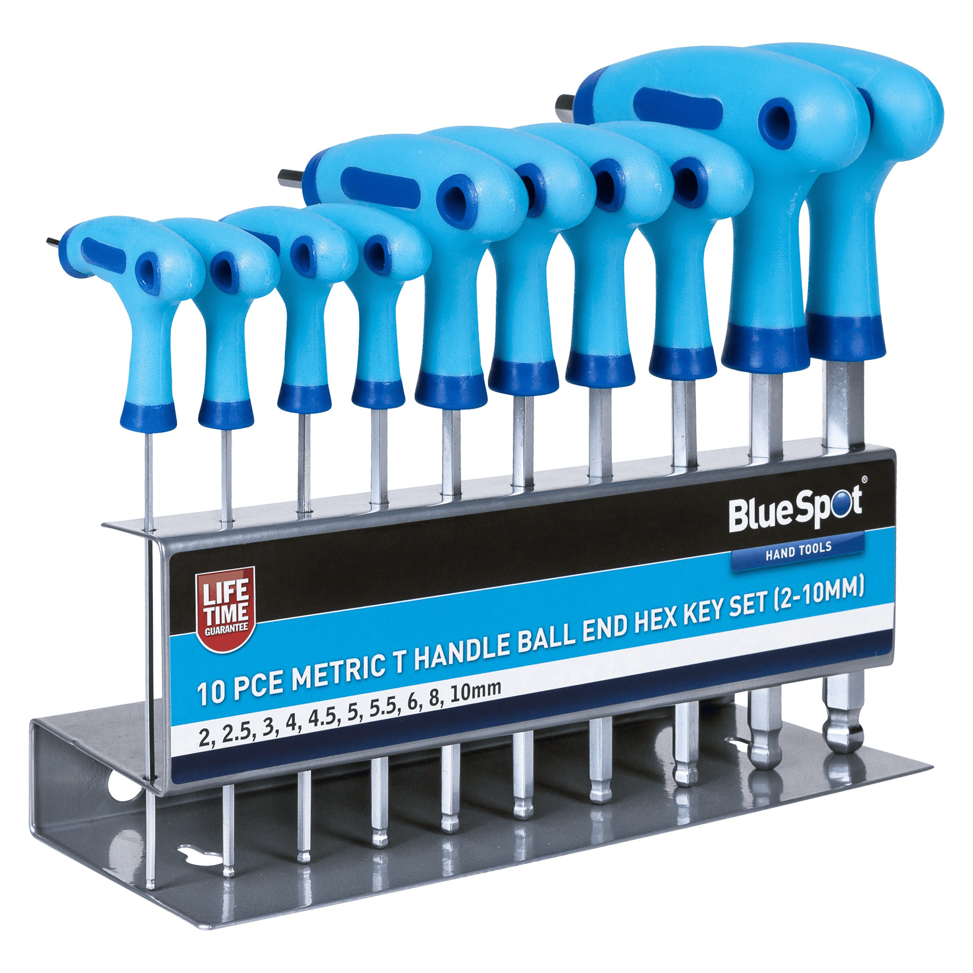 Blue Spot T Handle Ball End Hex Key Set - 10 Piece in Metal Stand