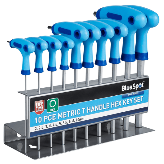 Blue Spot T Handle Hex Key Set - 10 Piece in Metal Stand