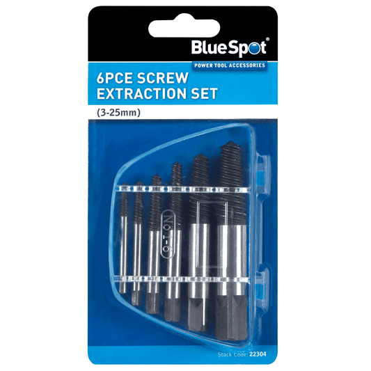 Blue Spot Tools 6 Piece Screw Extracting Set 3-25mm in Storage Case