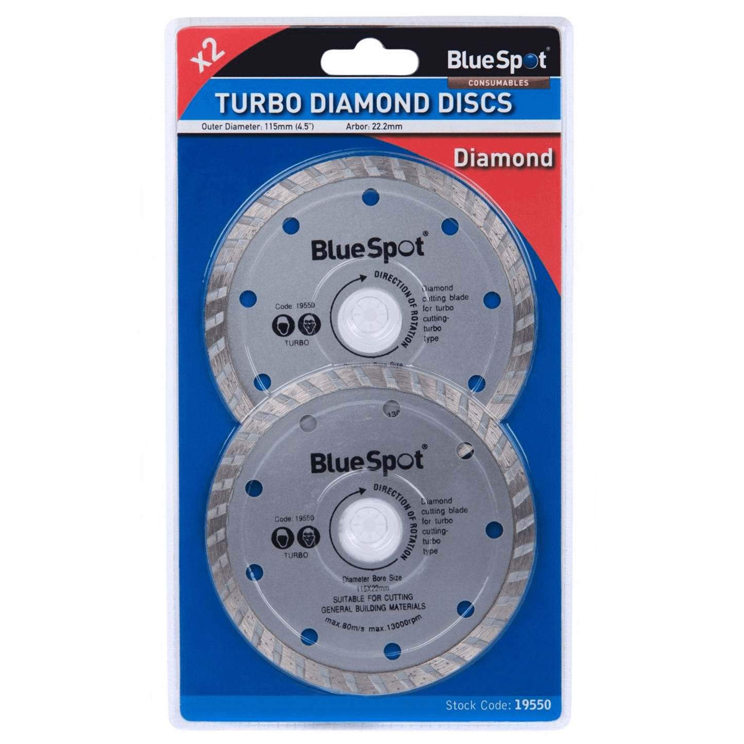 Blue Spot Turbo Diamond Cutting Discs - Pack of 2