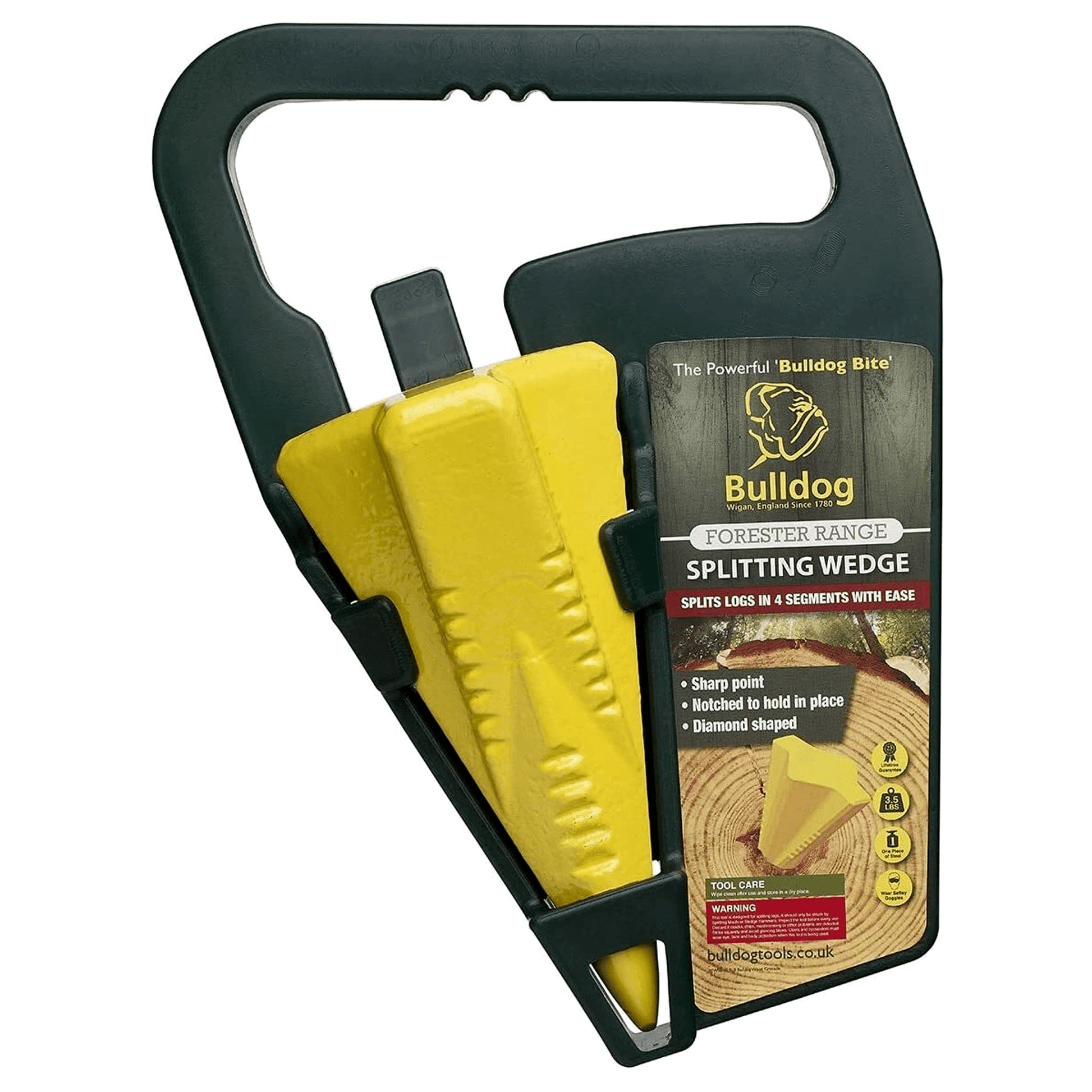 Bulldog Wood Log Splitting Wedge 3.5Lbs - 1.58kg in Handy Storage Holder