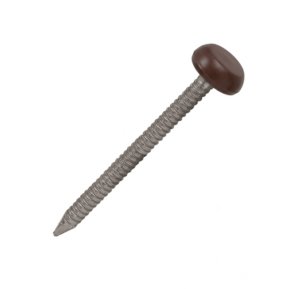 Chocolate Brown UPVC Polytop Stainless Steel Fascia Nails - 100 Pack 40mm