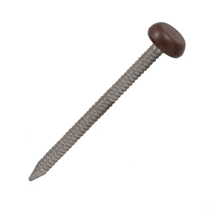 Chocolate Brown UPVC Polytop Stainless Steel Fascia Nails - 100 Pack 50mm