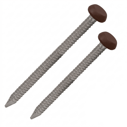 Chocolate Brown UPVC Polytop Stainless Steel Soffit Cladding Fixing Pins - 250 Pack 30mm and 40mm