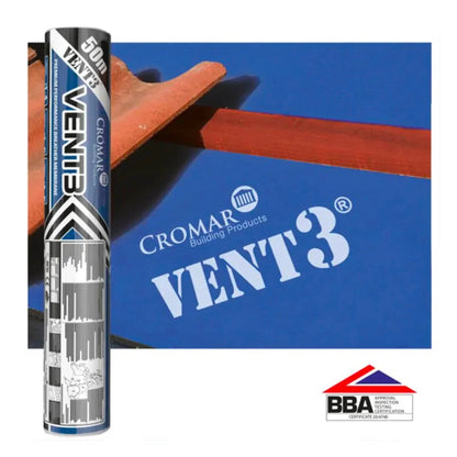 Cromar Breathable Membrane Felt Blue Vent 3 135gm 1.5 Metre x 50 Metre