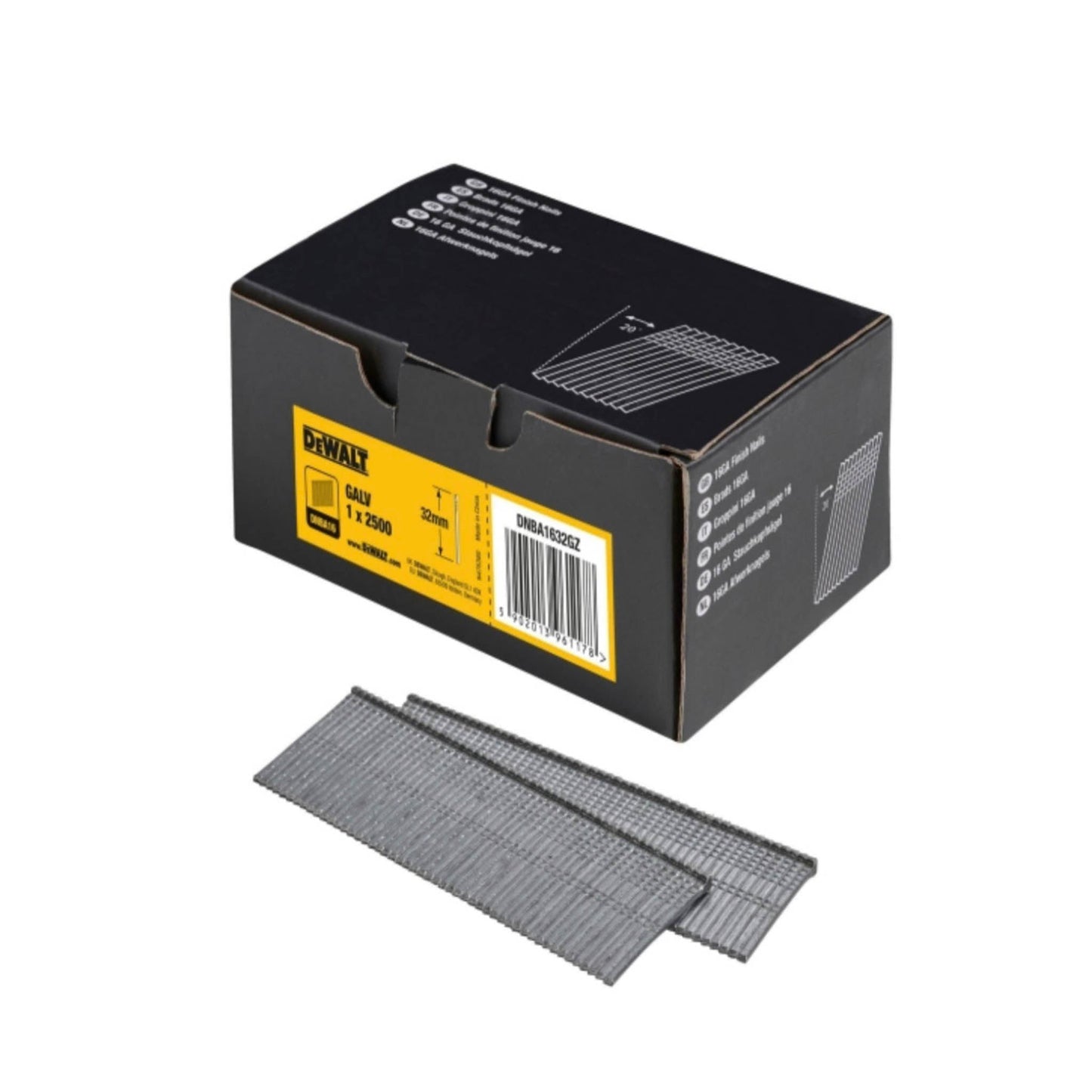 Dewalt Galvanised 16 Gauge 64mm Finish Nails 2500 Box